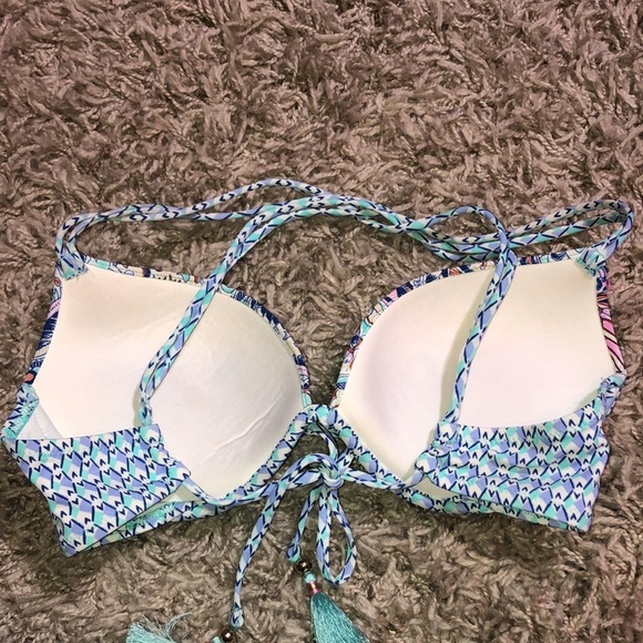 Victoria’s Secret Paisley Push Up Bikini Top size 32D Racerback colorful bikini - Picture 4 of 7